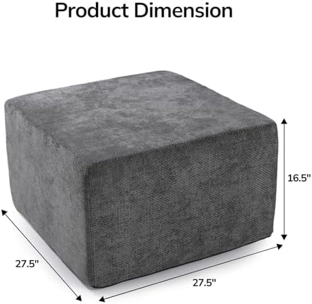 MONVANE 27.5" Square Ottoman, Modular Foot Rest, Grey - Image 2