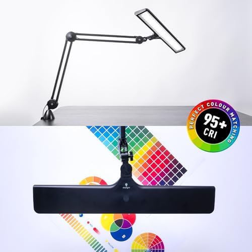 daylight Lumi Task Lamp - Professional 4000 Lux LED Desk Lamp, Adjustable, Color Accurate, Eye-Caring for Office, Home Office, Artist, and Reading - Black - Image 4
