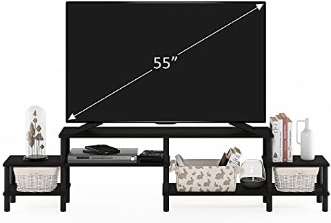 Furinno BESI TV Stand, No Tools Assembly Industrial Style Entertainment Center, TV Console for TV up to 46 Inch, for Living Room, Bedroom, Dark Oak - Image 5
