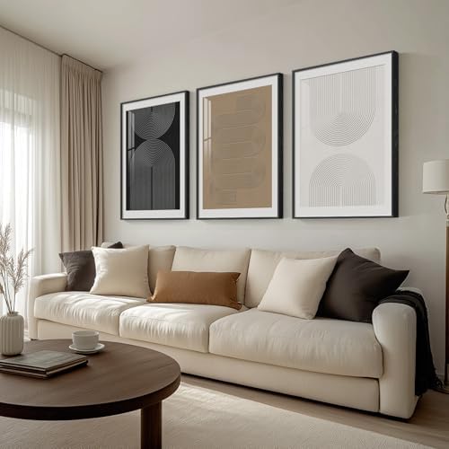 Framed Boho Neutral Abstract Wall Art for Living Room, 3 Piece 24x36 Inch - Image 2