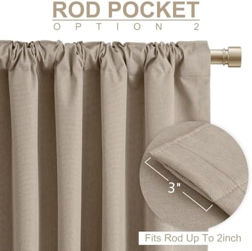 Linen Total Blackout Curtains for Bedroom 84 Inch Long Burlywood Birch - Image 6