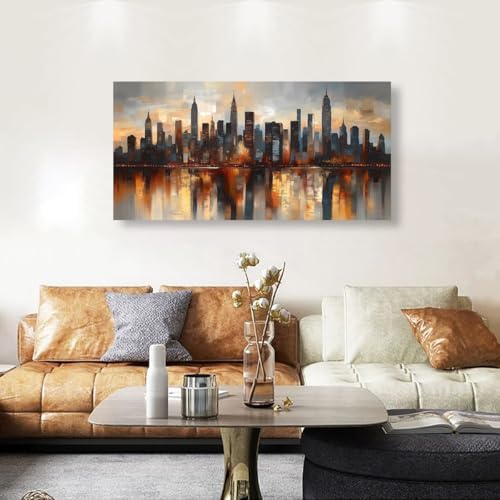 Abstraction Pictures Canvas Wall Art for Living room Office Bedroom Wall Decor,City night Scene Wall Art Print Paintings Modern Natural Landscape Artwork Waterproof Ready to Hang-20x40inch - Image 5