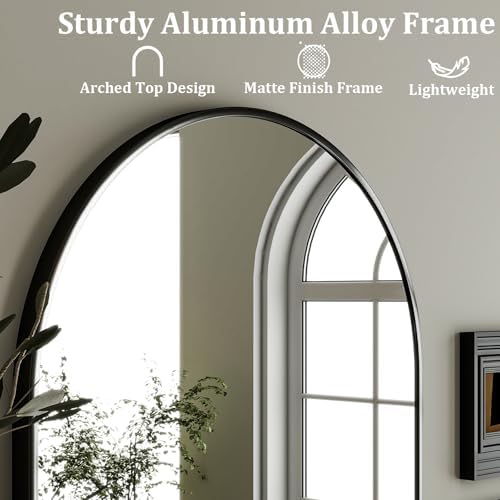 HARRITPURE Arched Wall Mirror 24"x36" Black Metal Frame Vanity Mirrors - Image 4