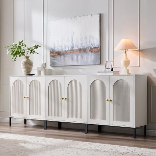 IFBUY 92.63" W Mid Century Modern TV Stands for Living Room, White - Image 3