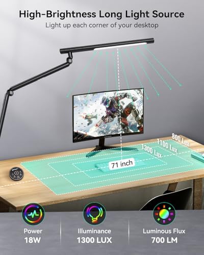 LED Desk Lamp with Clamp, Dual-Light Architect Lamp with RGB Light & Remote - Image 2