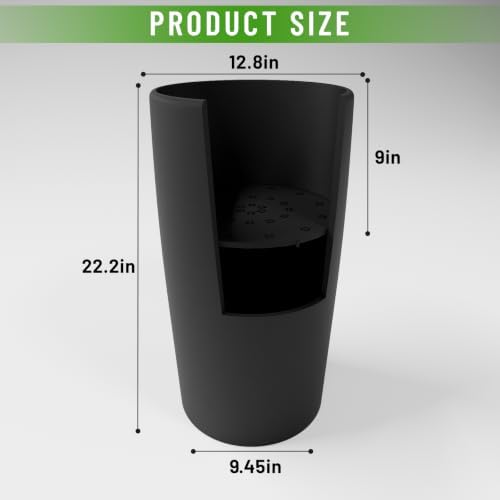 SnugNiture Set of 2 Round Tall Planters 22 Inch, Large Planter for Indoor Outdoor Plants, Modern Flower Pot Containers Large Decorative Tree Planter, Black - Image 2