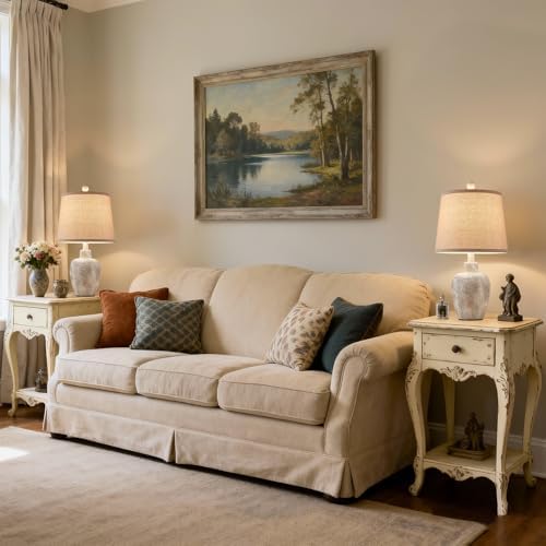 Rustic Farmhouse Table Lamps Set of 2 Small 21" Country Cottage Coastal Bedside Lamps with Retro White Finish for Bedroom or Living Room Nightstands (Bulbs Not Included) - Image 6
