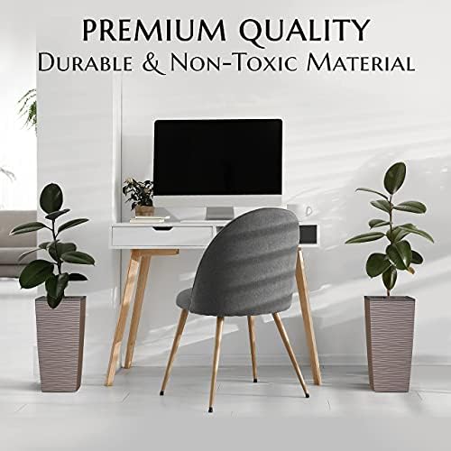 Mueller M-Resin Heavy Duty Tall Planters for Outdoor Plants, Indoor Grande Plant Pots, Boxes, Trees, Flower Pots, 2-Piece Set, 18”, Modern Design, Built-in Drainage, Front Porch Decor, Mocha - Image 2