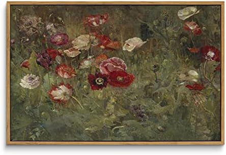 InSimSea Framed Canvas Wall Art Vintage Decor, Home Decor Classical Floral Scenic Oil Painting Canvas Prints, Rustic Wall Decorations for Bedroom Bathroom Office Decor, 16"x24" by InSimSeaArt