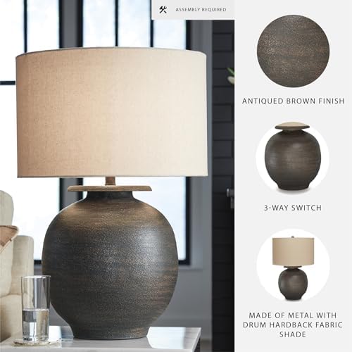 Signature Design by Ashley Carlenbury Retro Metal Table Lamp, Antique Brown - Image 3