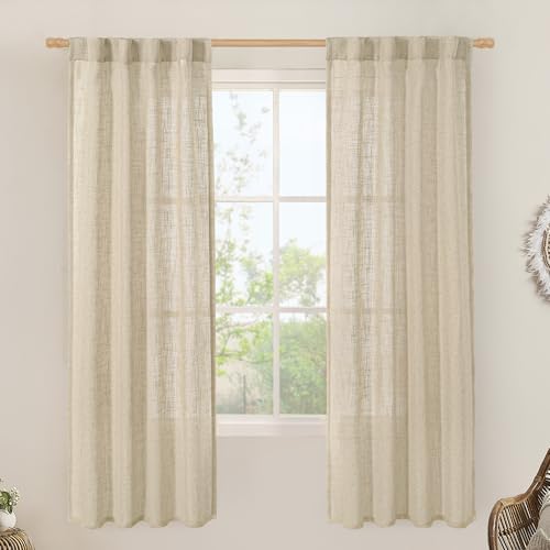 LAMIT Light Filtering Linen Curtains 72 inches Long for Bedroom, 2 Panels by LAMIT