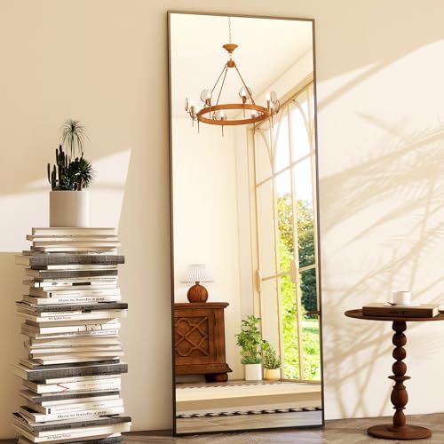 GLSLAND 58"x18" Full Length Mirror Full Body Mirror Freestanding Hanging or Leaning Rectangle Floor Mirror Aluminum Alloy for Bedroom Bathroom Living Room,Black - Image 3