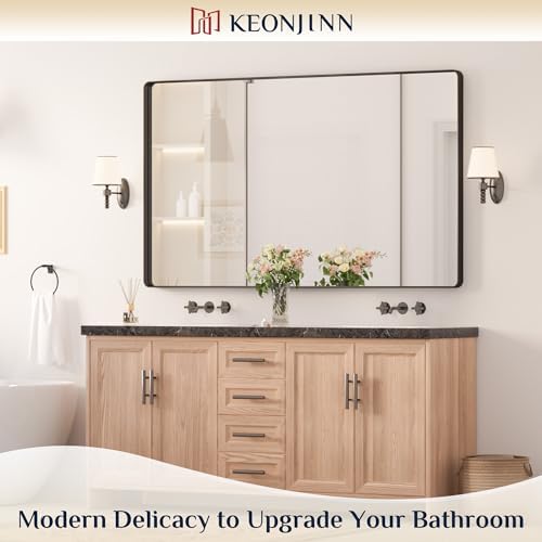 Keonjinn 60 x 36 Inch Black Bathroom Mirrors for Over Sink, Tempered Glass - Image 2