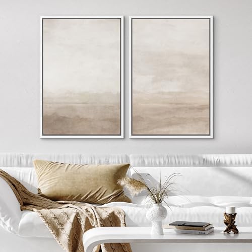SIGNWIN Framed Canvas Print Wall Art Abstract Wave Pattern Modern Art Minimalist Neutral Decor for Living Room, Bedroom, Office - 24"" x36 x2 White - Image 3