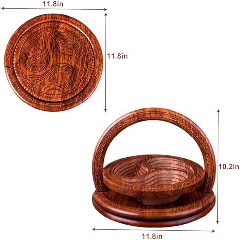 Handmade 12" Foldable Wooden Basket, Collapsible Fruit Basket - Image 3