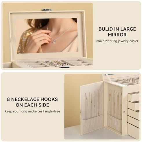 Frebeauty 6-Layer Jewelry Box for Women,Large Jewelry Organizer with Drawer - Image 5