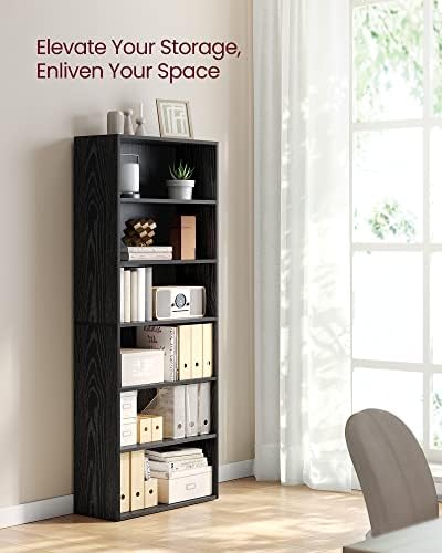 VASAGLE Bookshelf, 23.6 Inches Wide, 6-Tier Open Bookcase with Adjustable Storage Shelves, Floor Standing Unit, Ebony Black ULBC166T56 - Image 4