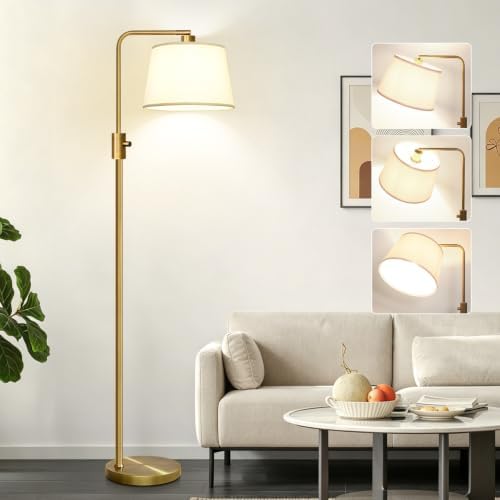 Nintiue Dimmable Floor Lamp, 1000 LM LED Edison Bulb Included, Arc Floor Lamps for Living Room Modern Standing Lamp Tall Lamps for Living Room Bedroom-Brass by Nintiue