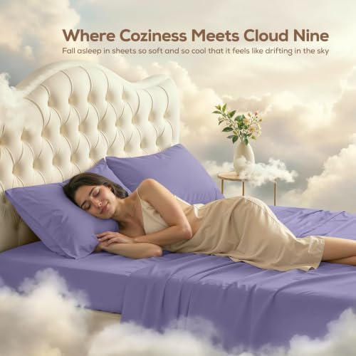 Queen Sheets Set, 4 Pieces 16" Deep Pocket Hotel Luxury Bed Sheets, Peri - Image 4