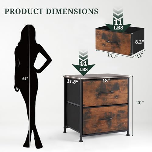 Nightstand Small 2 Drawer Dresser End Table Bedside Furniture - Image 3