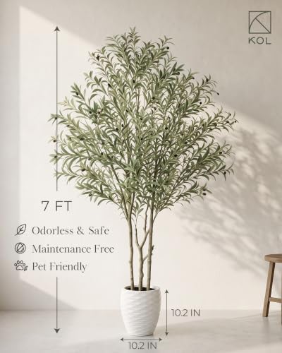 7ft Artificial Olive Tree Indoor Outdoor, Large Tall Faux Floor Plant Decor - Image 6