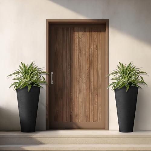 Kante 2-Pack All-Weather 18" H Round Tapered Black Plastic Planters - Image 6