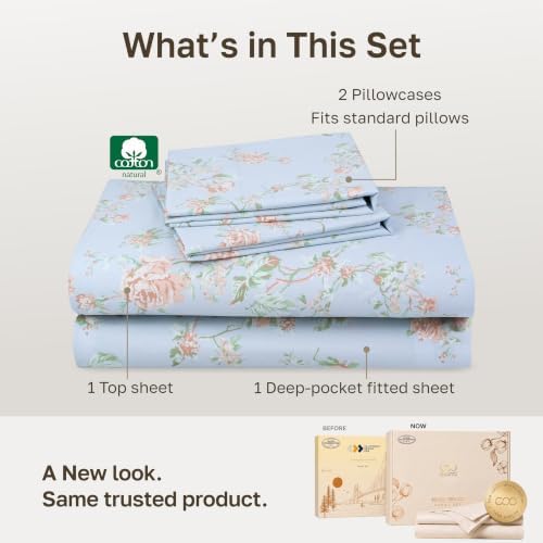 California Design Den Soft 100% Cotton Sateen Queen Size Bedsheets,4 Pc Set - Image 3