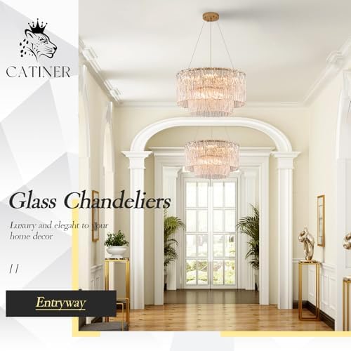 CATINER Modern 20" Crystal Glass Chandelier 7-Light Gold Chandeliers - Image 5