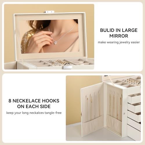 Frebeauty 6-Layer Jewelry Box for Women,Large Jewelry Organizer with Drawer - Image 5