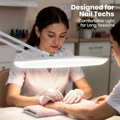 Neatfi XL 2200 Lumens 24W LED Desk Lamp - 4-Level Dimmable Task Light | Home Office, Crafts & Workbench | 20-Inch Wide Head (White, Non-CCT with Base) - Image 2