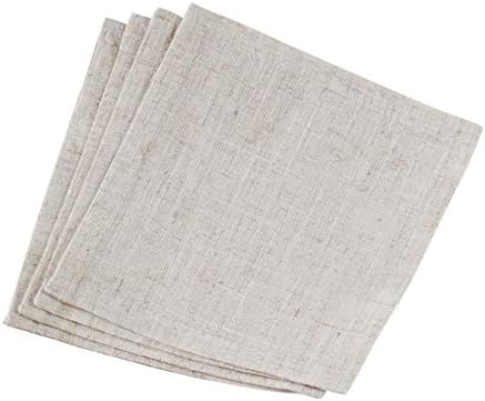 Fennco Styles Toscana Contemporary Plain Linen Blend 10 x 10 Inch Coasters for Dinner Table, Picnic Table, Parties, Wedding Decorations, Natural, Set of 4 by FenncoStyles