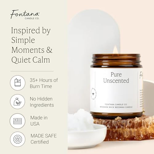 Fontana Candle Co Wood Wick Beeswax Candle, Beeswax and Coconut Oil - Image 2