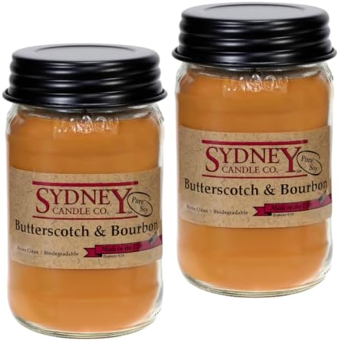 Soy Wax Fall Candles – Butterscotch & Bourbon, Pack of 2 by Sydney+Candle+Co.