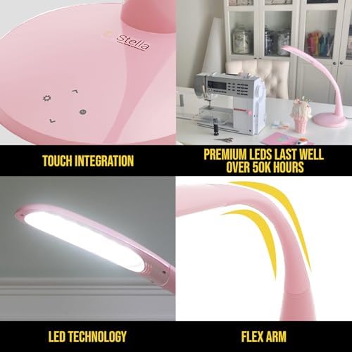 Two Task Lamp, 12W Adjustable Desk Lamp, Dimmable LED Light with Custom Color Temperature for Desk, Office, Bedroom, Living Room, Modern Design for Work, Study, Reading Needs, (Pink) - Image 6