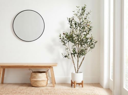 5ft Artificial Olive Tree, Realistic Faux Plant Indoor with Black Pot - Image 2