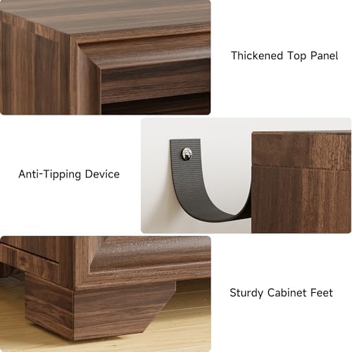 ONBRILL 60 Inches Sideboard Buffet Cabinet with Storage and 4 Doors, Brown - Image 6