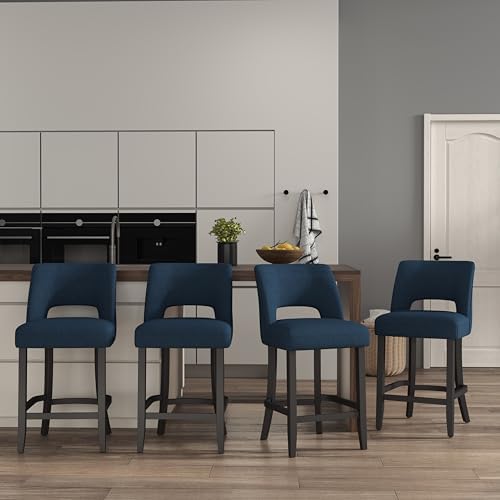 VKNOW Bar Stools Set of 4, 26" Upholstered Counter Height Bar Stools - Image 3