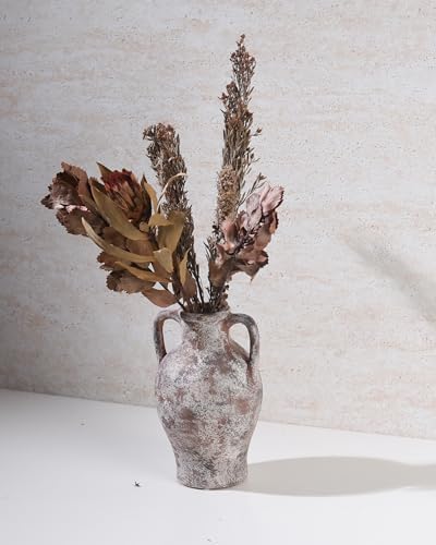 Ceramic Vase Set of 3 with Handles, Aged Terracotta Finish - Image 5