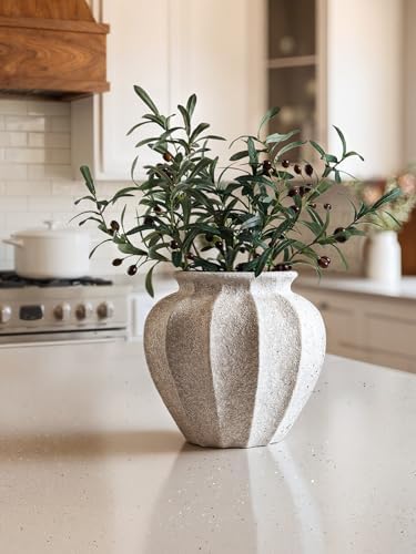 LE TAUCI Large White Ceramic Vase, 11.3-Inch, Weathered Sandstone Finish - Image 5
