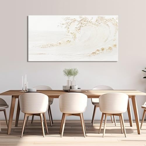 Canvas Wall Art Decor White Wall Art Silent Waves With Gold Canvas Art Wall Decor Wall Art Painting Decorations Artwork Wall Art Prints For Room Living Room Bedroom Office Decor 20x40 Inch - Image 3
