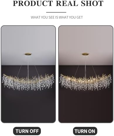 Modern Crystal Chandelier for Dining Room, 16-Light 63" Gold Tree Branch Chandeliers, Luxury K9 Crystal Rectangular Chandeliers for Kitchen Island Living Room - Image 7