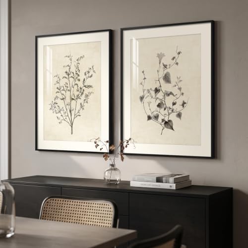 Framed Vintage Neutral Botanical Wall Art for Bedroom, 2 Piece 16x20 In - Image 3
