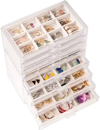 ProCase Earring Holder Organizer Jewelry Box with 8 Drawers, Warmwhite by ProCase