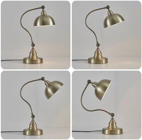 Dimmable Touch Control Antique Brass Desk Lamp with Swing Arm Charging Port - Image 6