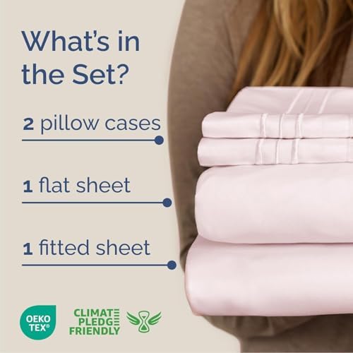 Cal King Size 4 Piece Sheet Set - Breathable & Cooling - Lavender Pink - Image 2