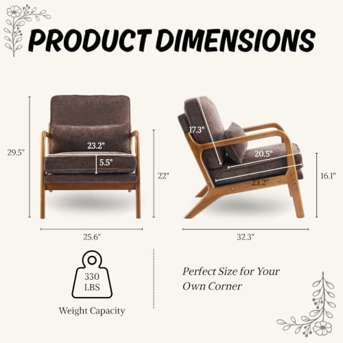 Karl home Mid-Century Modern Accent Reading Chair, Brown - Image 2