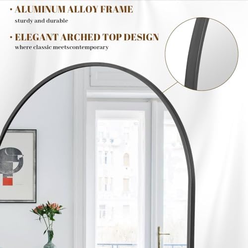 Koonmi 67x30 Arched Full Length Mirror, Floor Mirror with Stand - Image 5