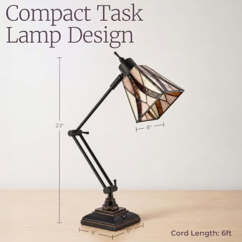 Lavish Home Tiffany Architect Desk Lamp with Stained Glass Shade, Bronze - Image 6