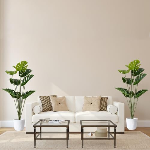 SAJANDAS Set of 2 Artificial Monstera Deliciosa Plants in Pots, Fake Tropical Trees with Greenery Leaves Stems, 46 Inch Faux Swiss Cheese Floor Plants for Porch, Office, Garden, Store, Home Decor - Image 5