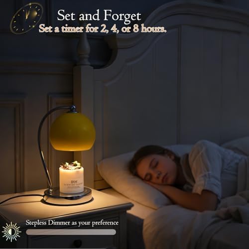 Candle Warmer Lamp Wide Base, Timer & Dimmer (Yellow) - Image 5